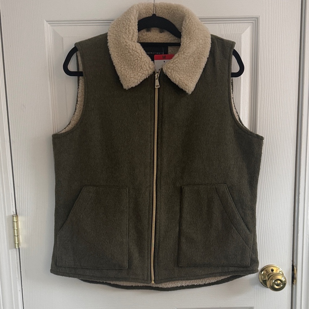 Sanctuary Olive Green Sherpa-Lined Vest